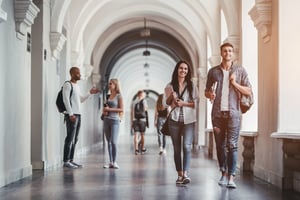 group of students in a hallway